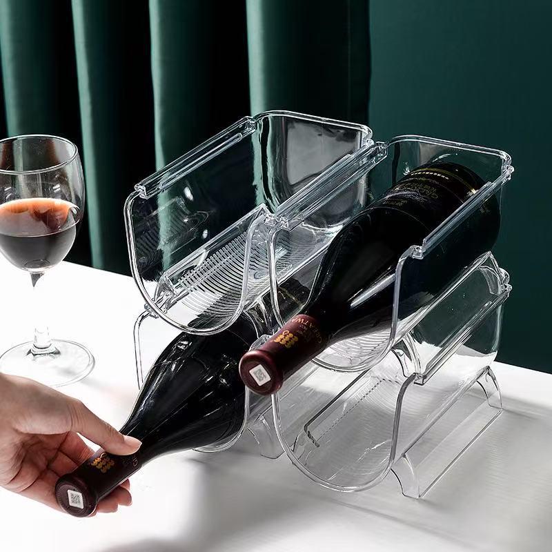 Elegant Red Wine Storage Rack for Kitchens - Sturdy Desktop Plastic Display Stand