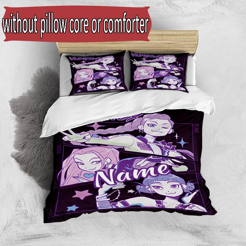Set copripiumino 3 pezzi (1*Copripiumino + 2*Federe, Senza Nucleo), Set Biancheria da Letto Personalizzato con Nome KPop Cacciatori di Demoni, Decorazione Camera da Letto Casa Regalo