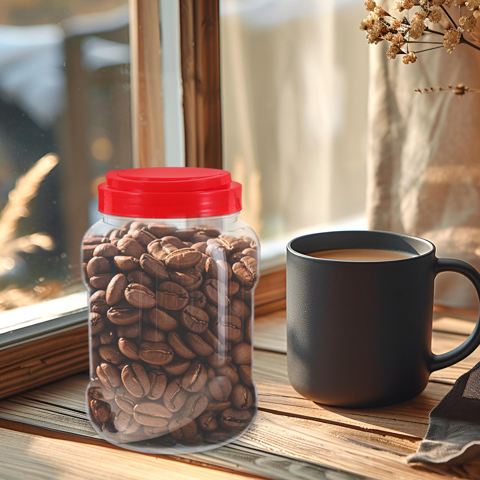 2Pcs Transparent Food Grade Plastic Storage Jars Airtight Sealed Canisters for Coffee Oatmeal Snacks Kitchen Organization 2200Ml 16.2X8.5X8.5CM