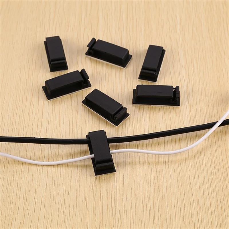 10pcs Self Adhesive Cable Organizer Cable Management Clips Wire Clip Cord Holder for TV PC Ethernet Cable Under Desk Home Office