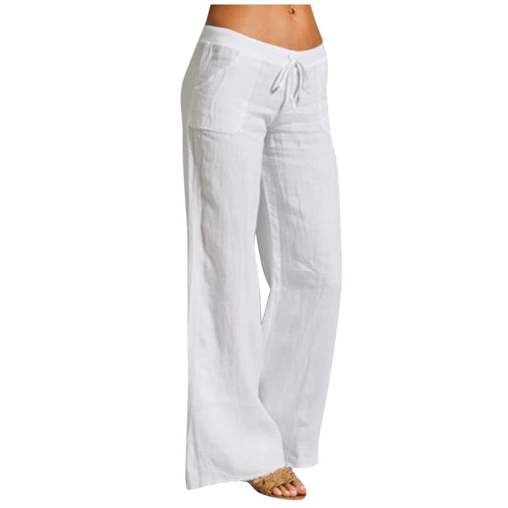 Women's Fashionable And Sexy Solid Color Comfortable And Breathable Mid-waist Wide-leg Casual Trousers