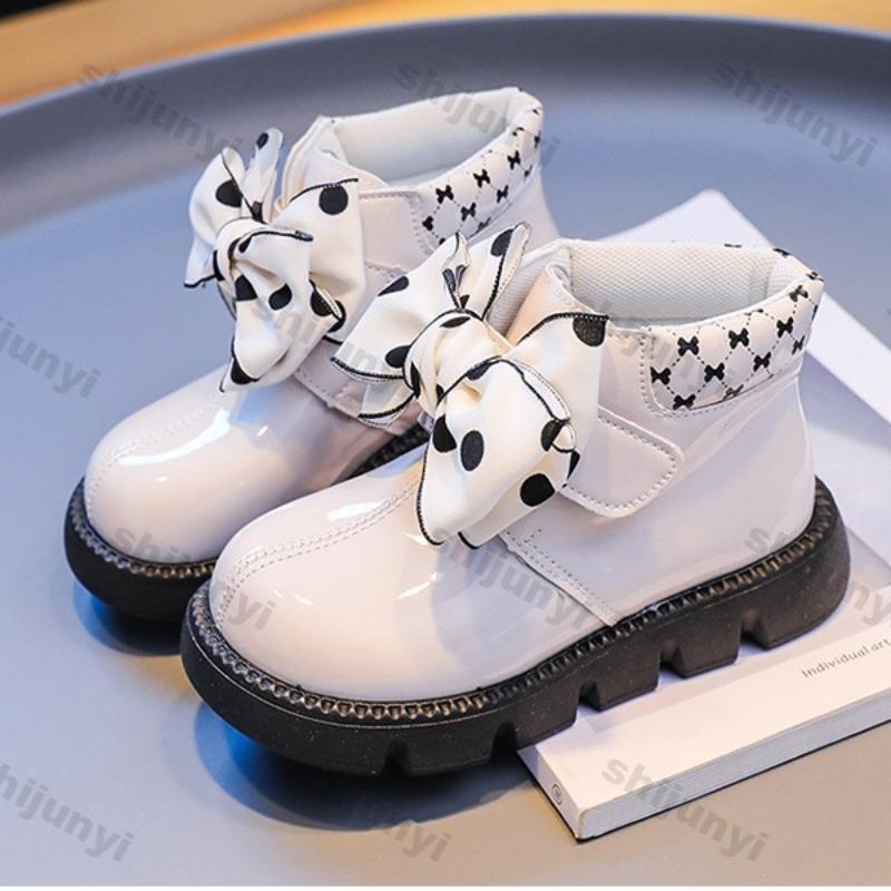 Girls Children's Boots Butterfly Knot Princess Boots 2024 Autumn/Winter New Baby Anti Slip Comfortable Waterproof Short Boots