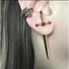 Kiss Jewelry Punk Sword Gothic Kinitial Piercing Earrings for Women Men Goth Crystal Ear Jacket Dagger Stud Earrings Jewelry