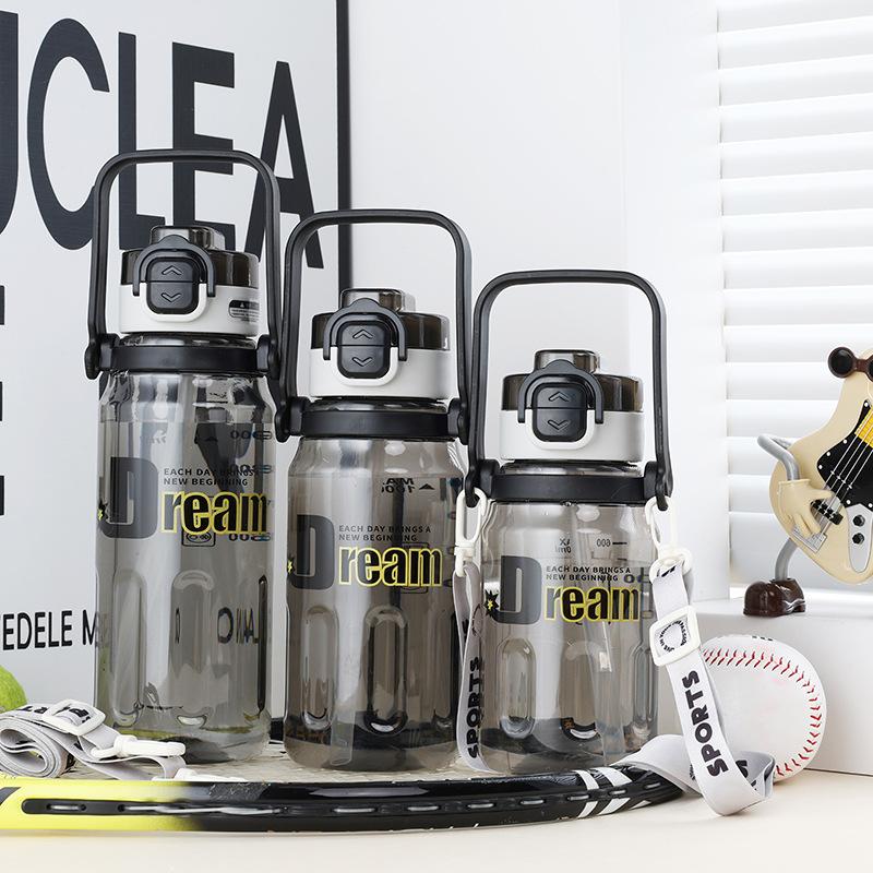 Water bottle summer trend sports straw water cup food grade high temperature resistant male and female students large capacity double drinking cup