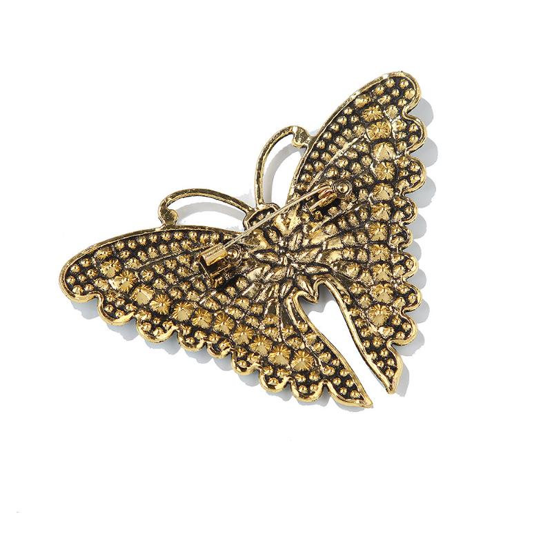 Retro Rhinestone Inlaid Butterfly Brooch Sparkling Cute Jewelry for Women Coat Valentine's Day Gift for Lover