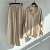 Costume chemise en coton et lin, tendance d'été, taille haute, pantalon ample, ensemble élégant pour femmes, ensemble deux pièces pour femmes