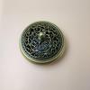 Retro Flat-Bottom Incense Burner for Coil, Sandalwood & Agarwood with Classical Golden Lotus Design, Home Décor & Ceremony Ornament