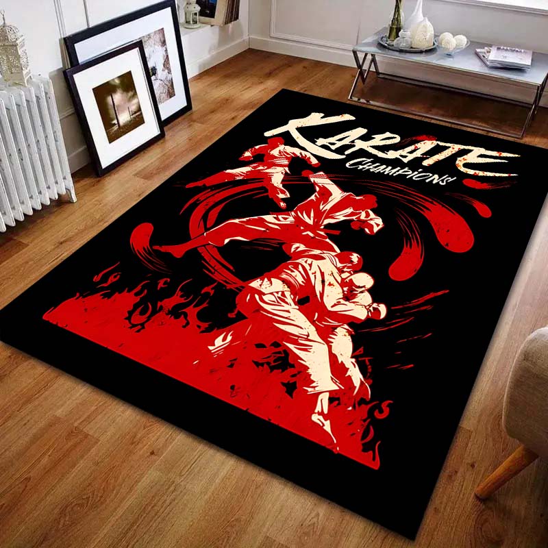 Konkurenční karate tištěný koberec pro ložnici, obývací pokoj, k posteli, k pohovce, podlahová rohož, moderní bytová dekorace, oblastní koberec, lze prát v pračce