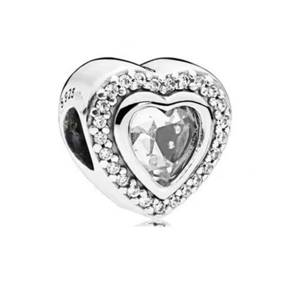 New Circular Charm Fit Original Bracelet Shining Zircon Love Heart&Flower Bead DIY Women Jewelry Gift 925 Silver Plated Making