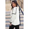 Women's Color Block Striped Half Zip Polo Sweatshirt Loose Long Sleeve Casual Pullover Top