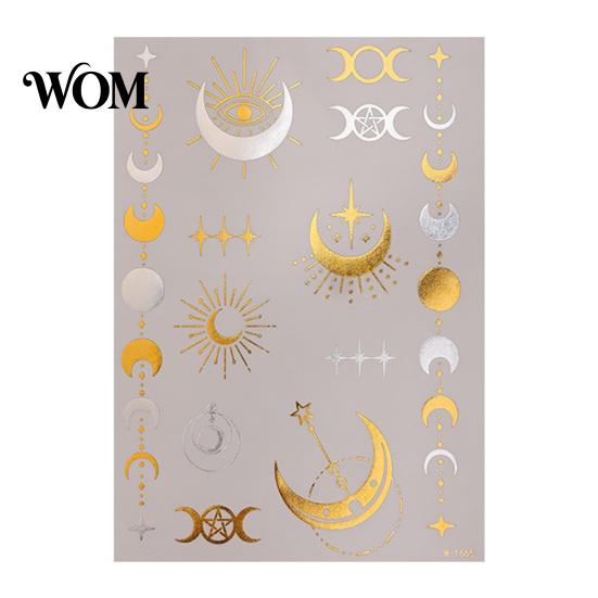 Decorative Body Art Decals Golden Silver-color Metallic Tattoo Sticker for Women Girls, Temporary Hypoallergenic Stickers Face Arm Decoration,