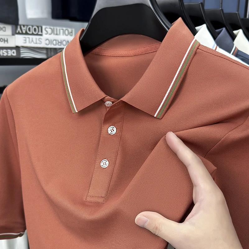 New Men's Business Casual Short Sleeved Shirt Solid Color Polo Shirt Fashionable Breathable Comfortable Versatile Top