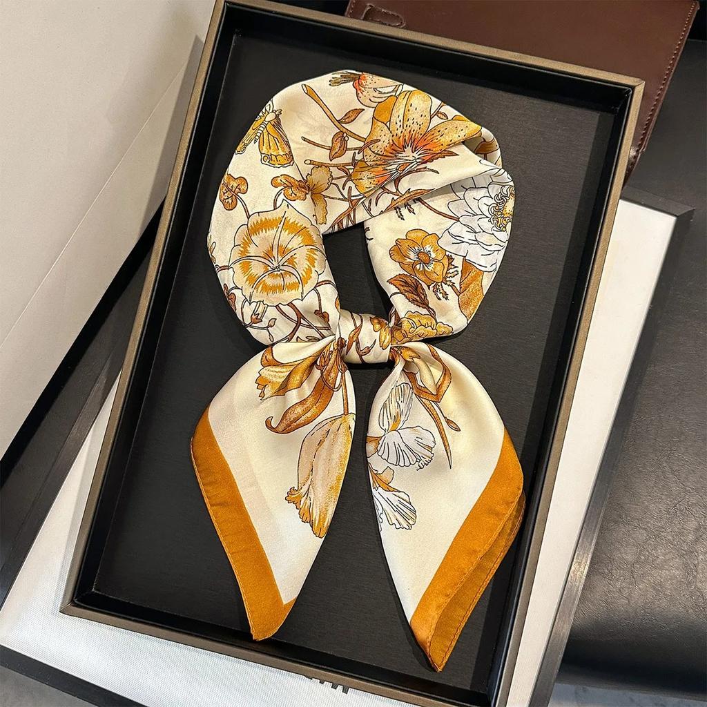 New Paisley Print Silk Scarf For Women Square Hijab Soft Neck Tie Female Fashion Decoration Silk Headscarf 70*70Cm Kerchief