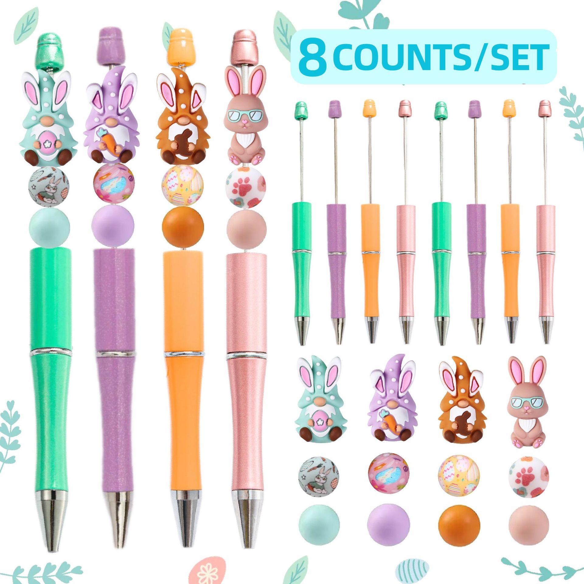 Easter-themed DIY gift student supplies beaded ballpoint pen set 8PCS silicone rabbit