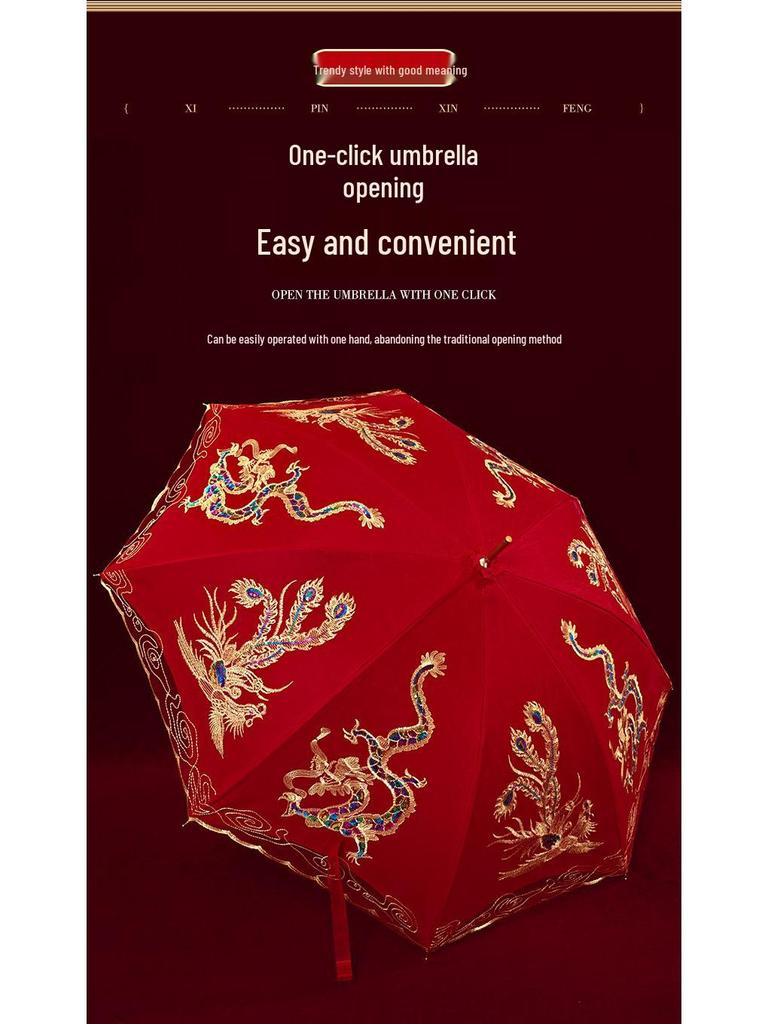 Red Bridal Umbrella Set for Chinese Wedding Ceremony and Dowry