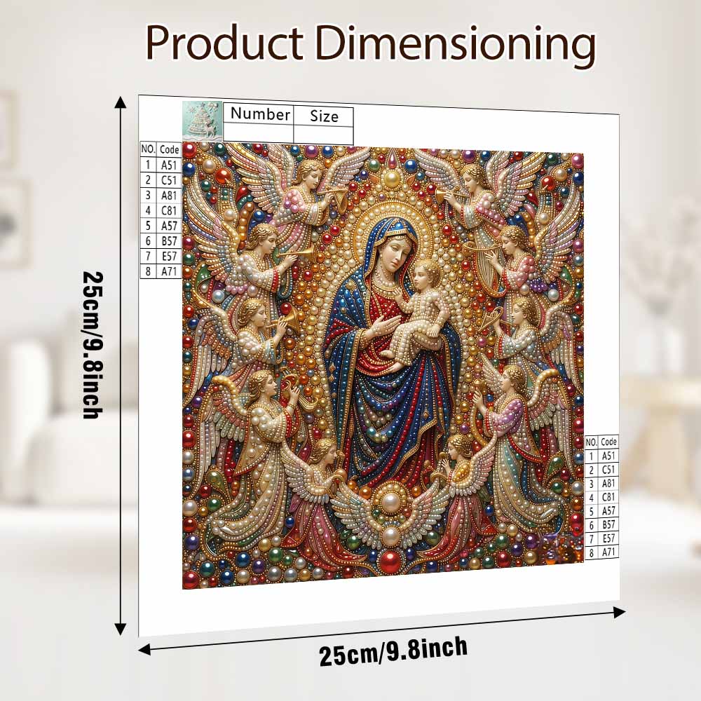Pearl Painting 5D DIY Decorative Painting. Virgin Mary And Jesus With Angels. Cute Birthday Gift. Handmade Art Painting