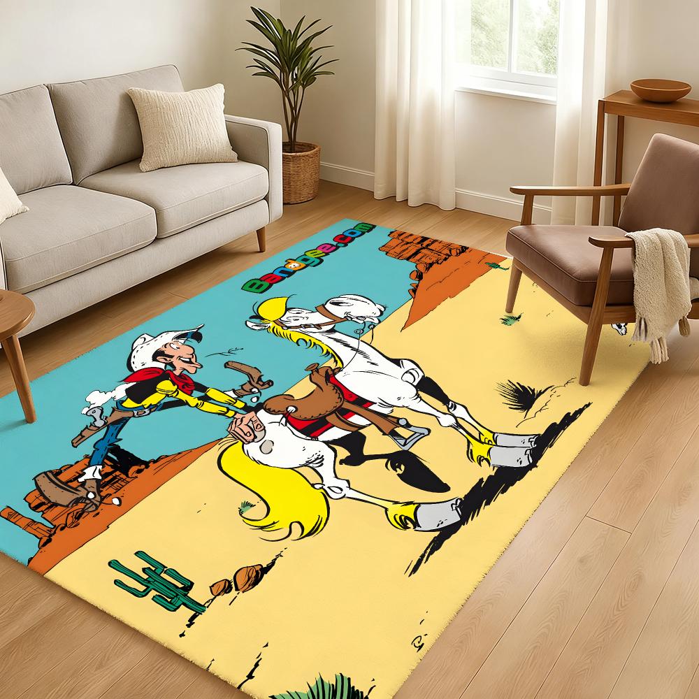 Comic Lucky L-Luke Floor Mat Soft Thickened Absorbent Non-Slip Bedroom Living Room Door Mat Home Decor Flannel Rugs