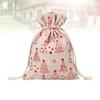 30pcs Christmas Jute Bags C y Gift Drawstring Pouches Printed Linen Storage Cookie Snack Party Favor Reusable
