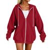 Women's Casual Oversized Zip-up Hoodie Jacket with Hood Long Sleeve Loose Fit for Daily Wear