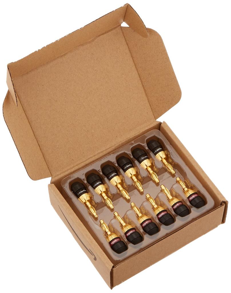 Amazon Basics Banana Plug Speaker Connectors, 6 Pairs (12 Pieces), 1.37cm x 1.37cm x 4.11cm, Black