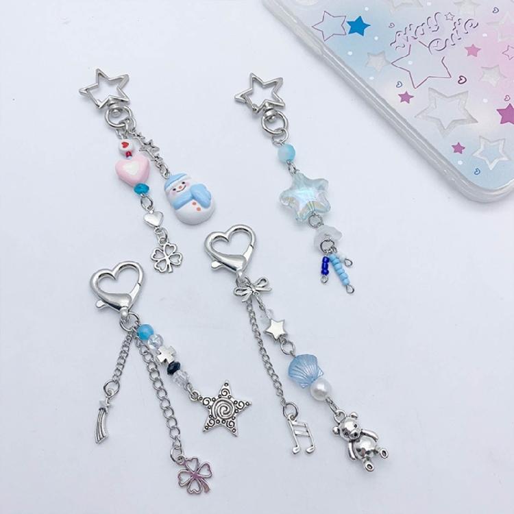 Sweet Star Heart Bead Charm Pendant Chain Phone Straps Pocket Keychain Strap