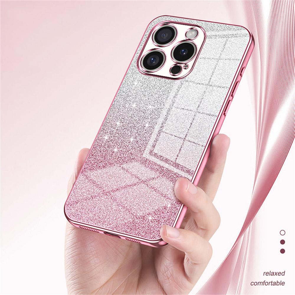 For iPhone 16 Pro Case Electroplating Gradient Glitter TPU Phone Cover