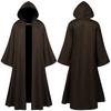 Medieval Cloak With Hood Halloween Renaissance Hooded Longer Cape For Men Gothic Role Playing Robe With Buckle Carnival Costumes