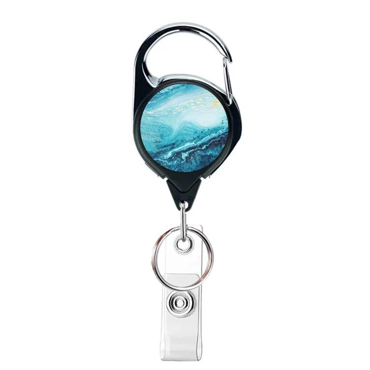 1Pc Retractable Badge Holder Metal Anti-Lost Clip Keychain ID Cards Door Passes Ski Passes Badge Holder Women Men Badge Buckle