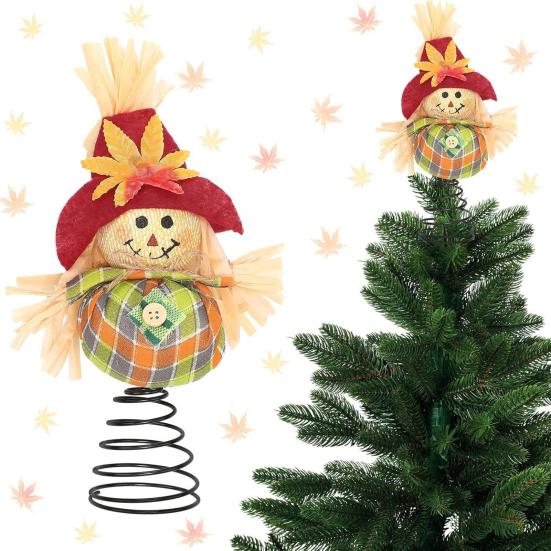 Thanksgiving Scarecrow Miniature Fall Scarecrow Tree Topper 8 Inches Miniature Harvest Autumn Ornaments for Farmhouse Home Party Supplies