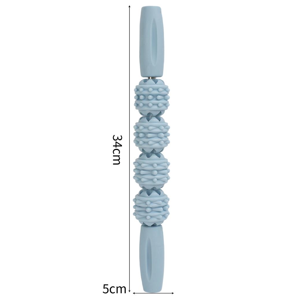 4 Ball Roller Muscles Massage Stick Relaxation Yoga Fitness Wolf Tooth Fascia for Calves Thighs Arm Full Body Massage Yoga Stick