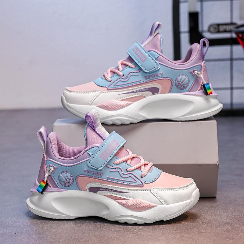 

2025 Детские кроссовки Подростковые Средние и Большие Детские туфли Липучка Легкие Амортизация 40 Ярдов Кроссовки для мальчиков 40