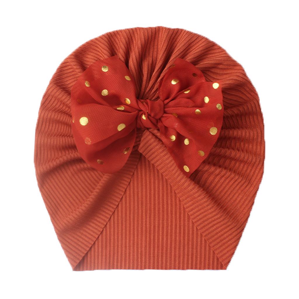 European & American Baby Ribbed Bow Hat - Polyester Pullover Cap