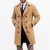 New Autumn/Winter European & American Men's Double-breasted Mid-length Wool Trench Coat
