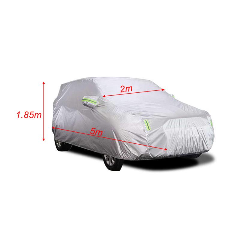 Copriauto Completo con Striscia Riflettente Antipolvere Protezione Solare Resistente ai Graffi UV per 4X4/SUV Auto Aziendale