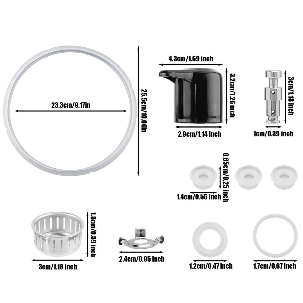 Essential Pressure Cooker Replacement Parts Set Plastic Texture Sealing Rings Float Valves Suitable for 8QT Models