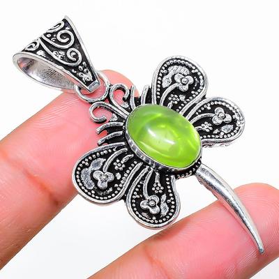 Peridot Gemstone 925 Sterling Silver Jewelry Pendant 2.21" G0t19