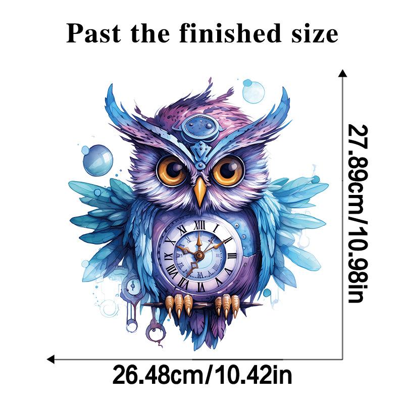 Printed Owl Clock Wall Sticker Self Adhesive Decoration for Refrigerator Door Corridor Entrance Background Home Room Decor