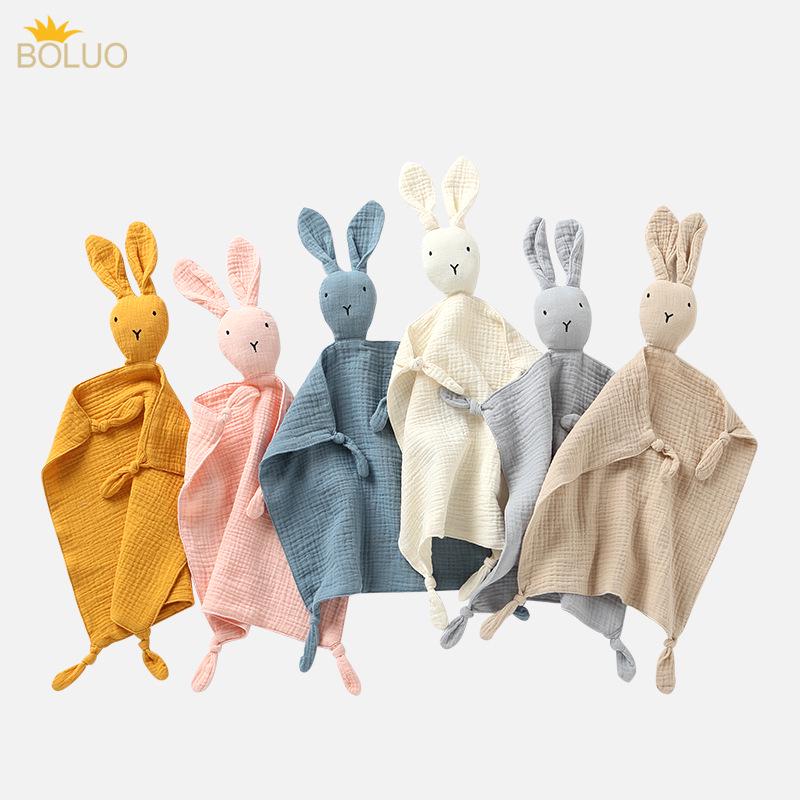 Pure Cotton Baby Comfort Toy: Rabbit Sleep Companion Crinkle Handkerchief