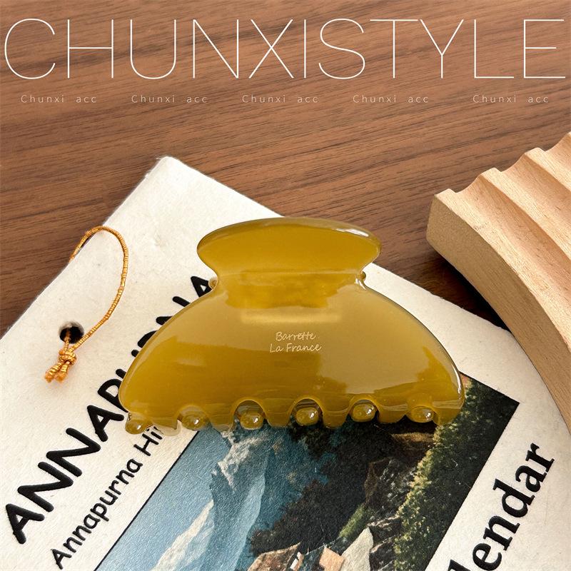 Korean Elegant Acetate Medium Claw Clip for Women - Simple Half-Up Shark Hair Accessory