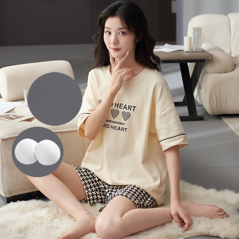 

Пижама женская летняя с подушками, милые и симпатичные шорты, можно носить поверх хлопкового костюма с короткими рукавами, домашняя одежда XL