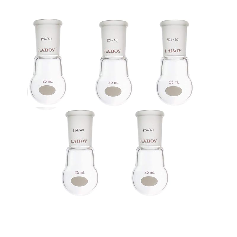 Laboy Glass 250mL Round Bottom Boiling Flask, Single Neck Heavy Wall Borosilicate with 24/40 Joint – Heating, Reaction & Receiving Flask for