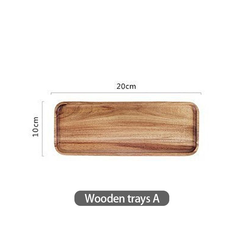 Acacia Wood Coffee Tray Decorative Wooden Tray Rectangular Kitchen Tray, Chinese Tea Set Kitchen Storage Accessories CTP001