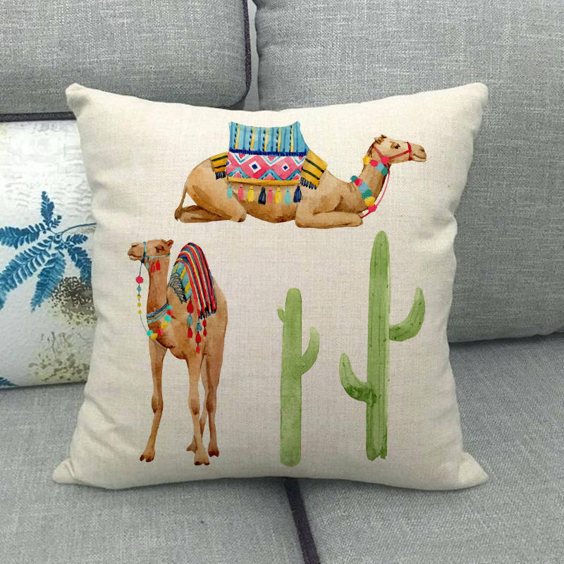 Simple Camel Pattern Collection Digital printing short plush pillow covers for car sofa office cushion cover home goods