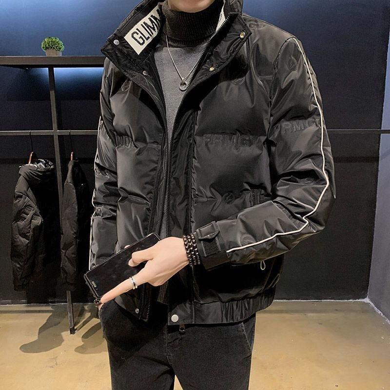 

Мужская короткая куртка из пуха, модная, с принтом, со стойкой воротником, из ткани акулья кожа 5XL чёрный