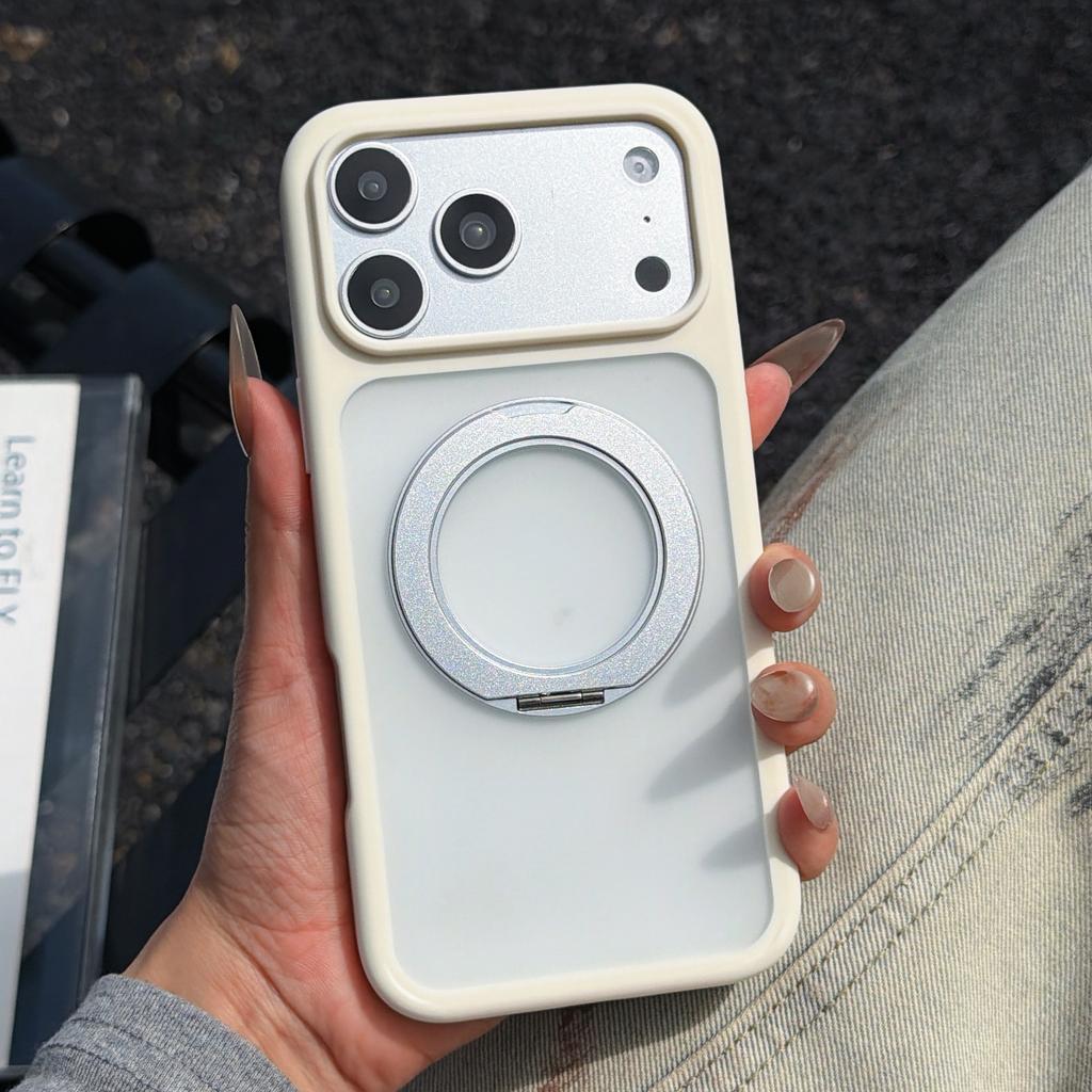 Magnetic For Magsafe Ring Holder Case For iPhone 17 Pro Max Luxury Skin Feel PC Hybrid TPU Matte Clear Stand Cover For iPhone 16 15 14 13 Pro Max