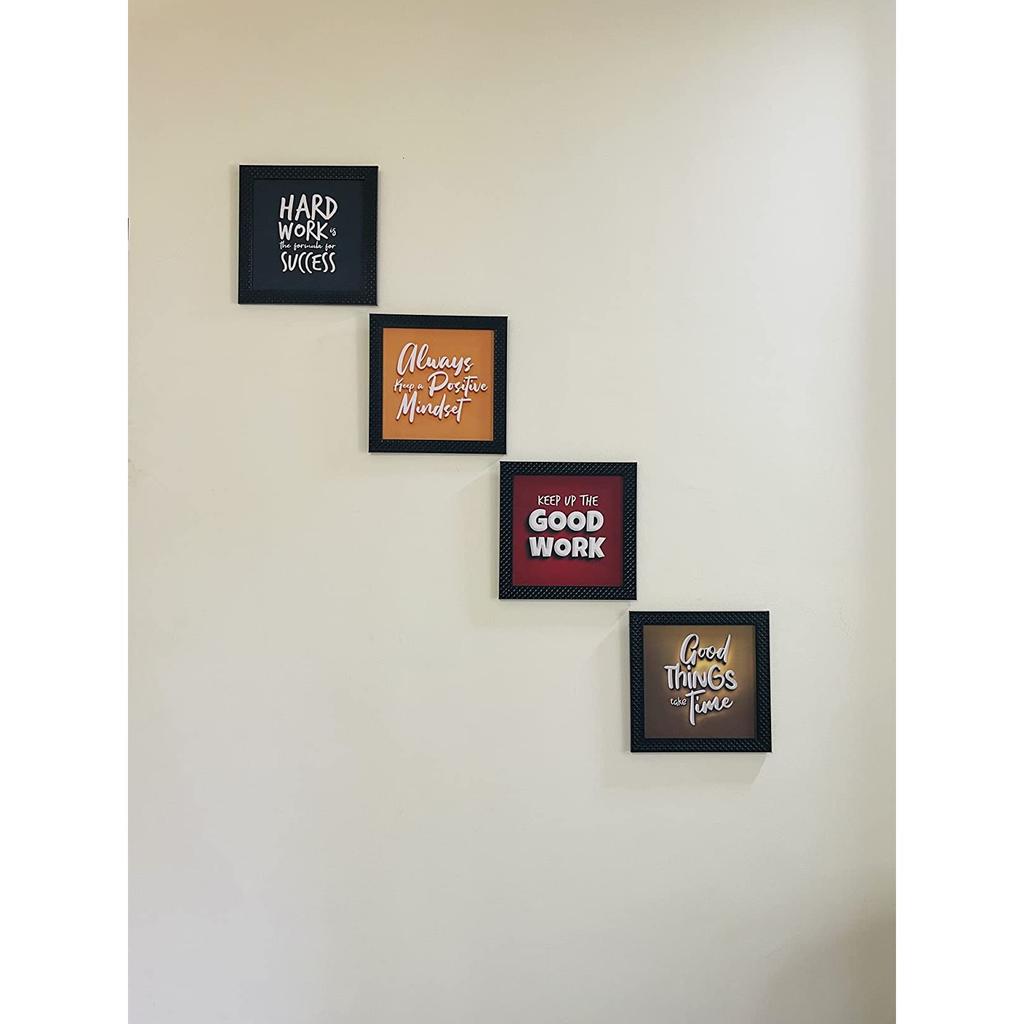 Motivational Wall Frames, Inspirational Quotes Wall Frames For Home Office Study Room Decor, Multicolor Posters With Frame, Set of 4