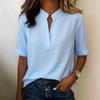 TIFICY Women's Fashion Casual Summer Spring Solid Color Print Short Sleeve V-Neck Blouses & Shirts