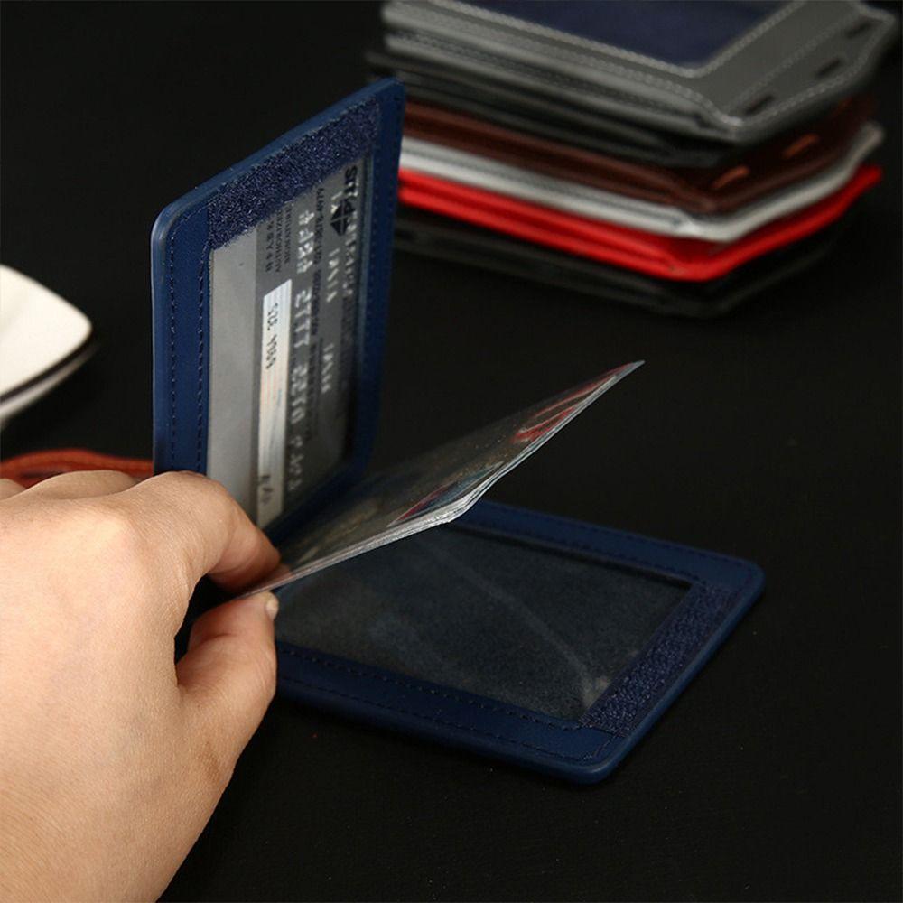 1Pc PU Leather Trifold Duty ID Card Holder Badge Holder for ID Name Card Business Name Tag Student ID Card