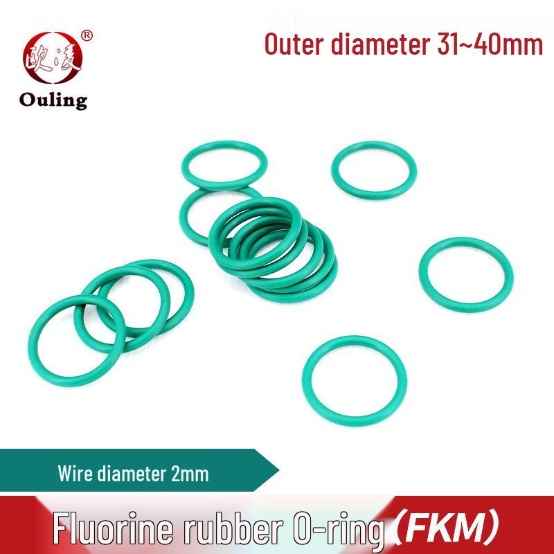 Green Fluororubber O-ring, OD 31-40mm, Cross-section 2mm OD 31mm*2mm (5 pcs) Green Fluororubber O-ring