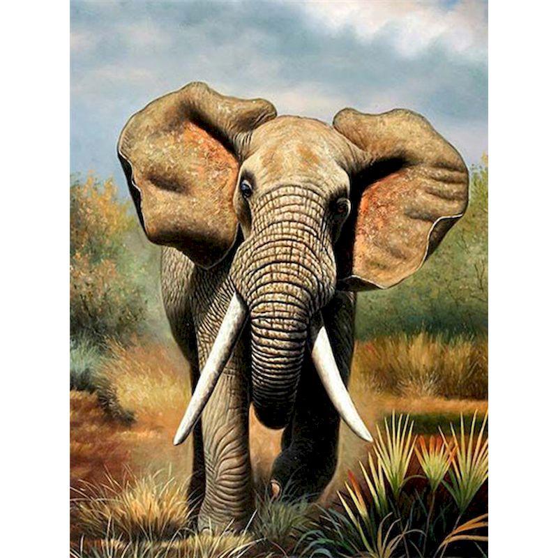Full Round Handmade Diamond Mosaic Elephant Diamond Embroidery Animals Art Painting Crafts Needlework Home  Decoratio